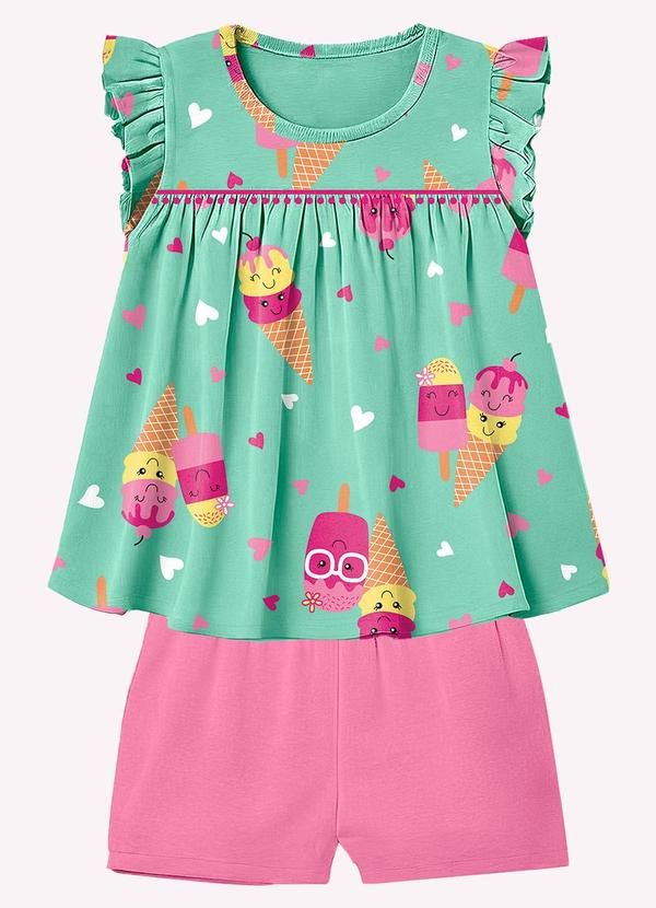 Kyly - Conjunto Infantil Menina em Algodão Verde