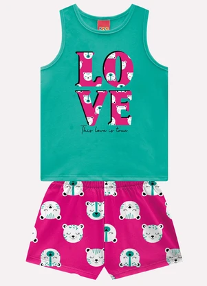 Kyly - Conjunto Infantil Menina em Algodão Verde - KYLY