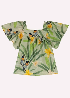 Nanai - Conjunto Infantil Menina em Algodão Verde - NANAI