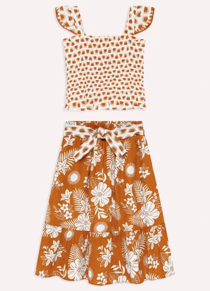 Nanai - Conjunto Infantil Menina em Cambraia Amarelo - NANAI