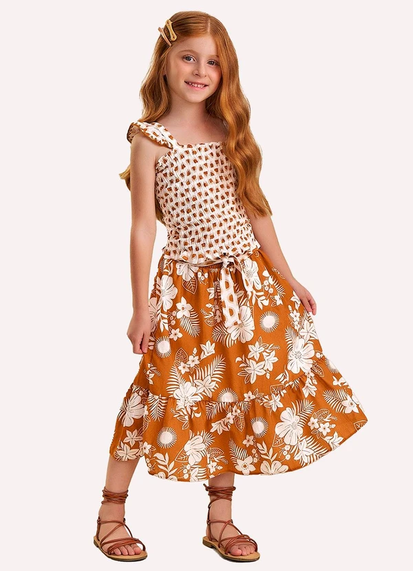Nanai - Conjunto Infantil Menina em Cambraia Amarelo