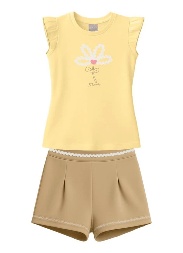 Mundi - Conjunto Infantil Menina em Cotton Amarelo