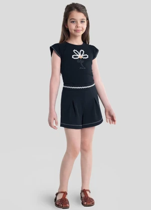 Brandili - Conjunto Infantil Menina em Cotton Azul - BRANDILI