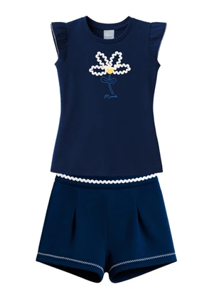Brandili - Conjunto Infantil Menina em Cotton Azul - BRANDILI