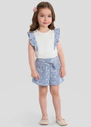 Brandili - Conjunto Infantil Menina em Cotton Bege - BRANDILI