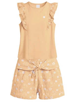 Mundi - Conjunto Infantil Menina em Cotton Bege - MUNDI