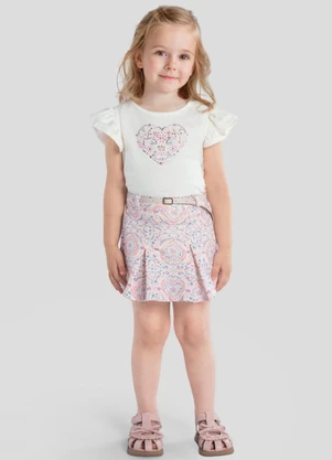 Brandili - Conjunto Infantil Menina em Cotton Bege - BRANDILI