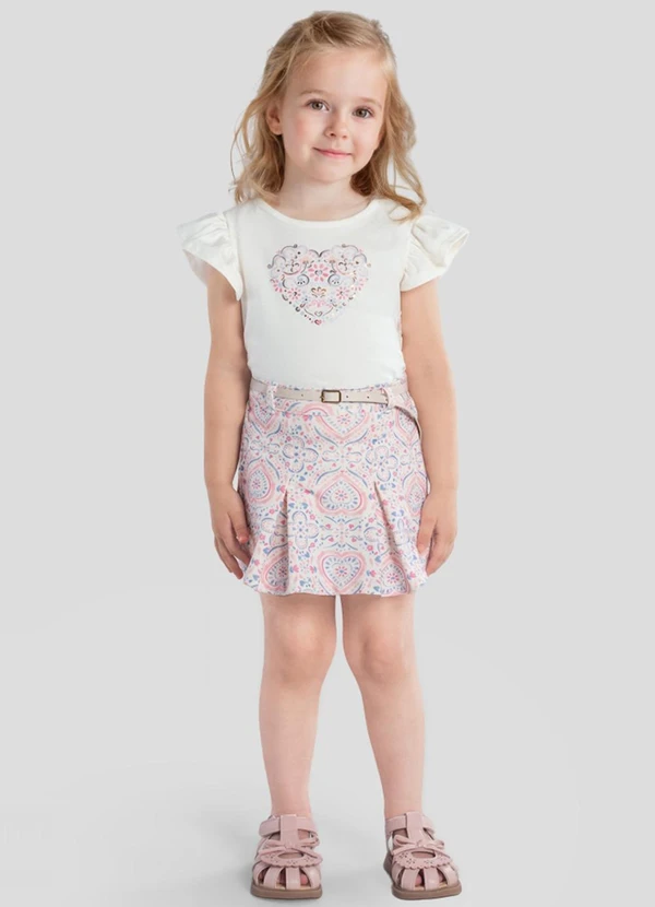 Brandili - Conjunto Infantil Menina em Cotton Bege