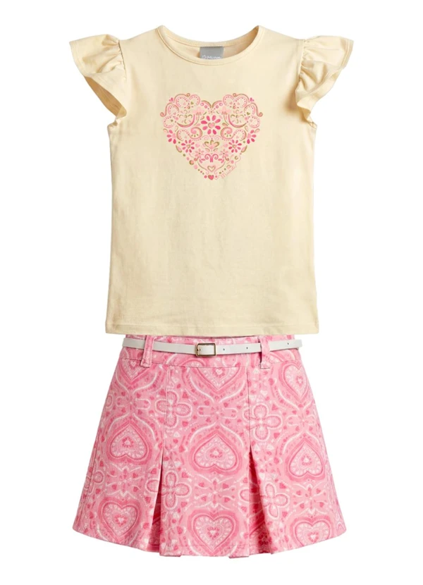 Mundi - Conjunto Infantil Menina em Cotton Bege