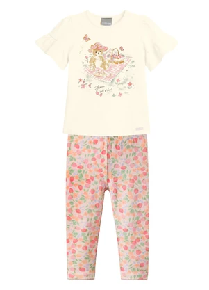Brandili - Conjunto Infantil Menina em Cotton Bege - BRANDILI