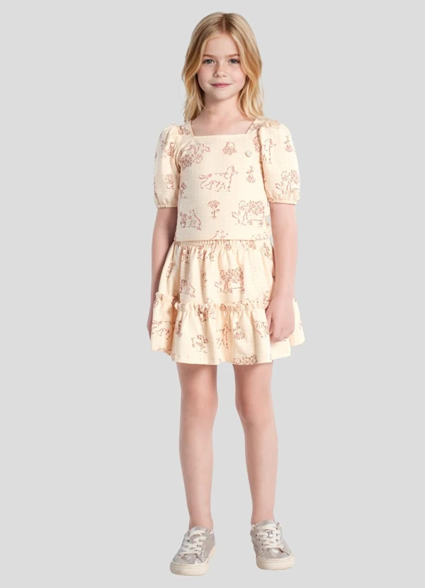 Mundi - Conjunto Infantil Menina em Cotton Bege