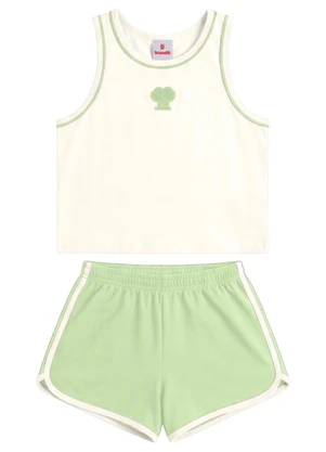 Brandili - Conjunto Infantil Menina em Cotton Bege - BRANDILI