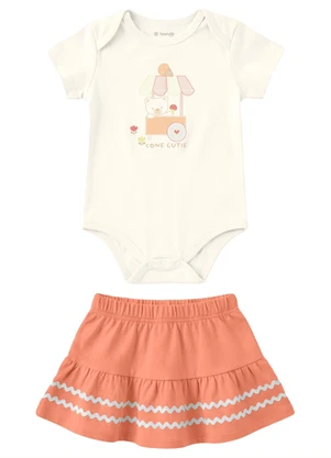 Brandili - Conjunto Infantil Menina em Cotton Bege - BRANDILI