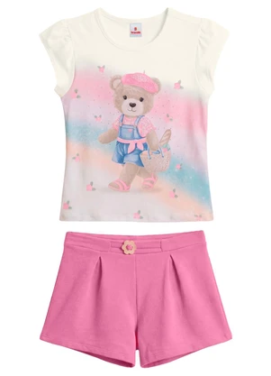 Brandili - Conjunto Infantil Menina em Cotton Bege - BRANDILI