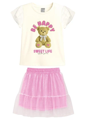 Mundi - Conjunto Infantil Menina em Cotton Bege - MUNDI