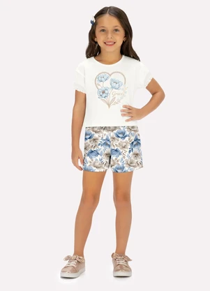 Milon - Conjunto Infantil Menina em Cotton Branco - MILON