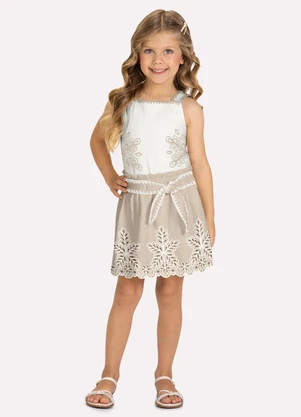 Milon - Conjunto Infantil Menina em Cotton Branco - MILON