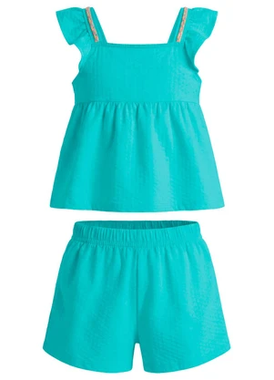Brandili - Conjunto Infantil Menina em Cotton Verde - BRANDILI