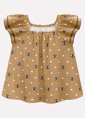 Milon - Conjunto Infantil Menina em Cotton Marrom - MILON