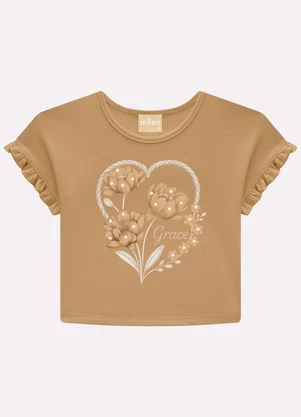 Milon - Conjunto Infantil Menina em Cotton Marrom - MILON