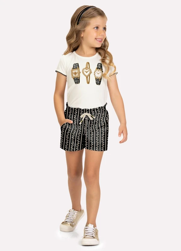 Milon - Conjunto Infantil Menina em Cotton Preto