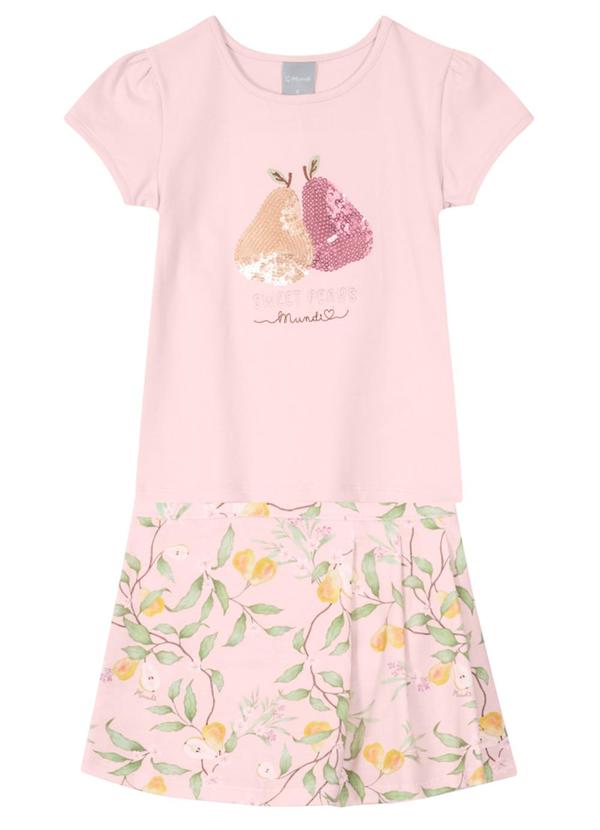 Brandili Mundi - Conjunto Infantil Menina em Cotton  Rosa