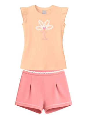 Mundi - Conjunto Infantil Menina em Cotton Rosa - MUNDI