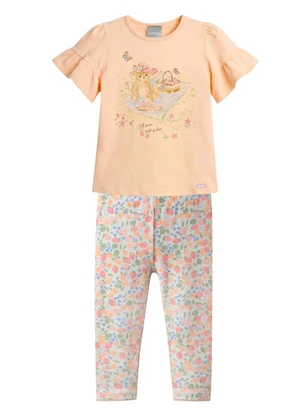 Brandili - Conjunto Infantil Menina em Cotton Rosa - BRANDILI