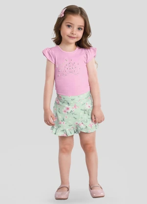 Mundi - Conjunto Infantil Menina em Cotton Rosa - MUNDI