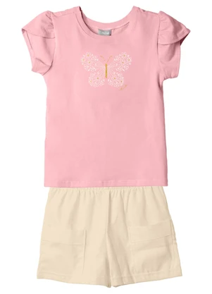 Mundi - Conjunto Infantil Menina em Cotton Rosa - MUNDI