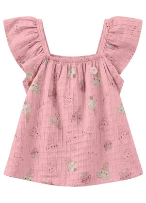 Brandili - Conjunto Infantil Menina em Cotton Rosa - BRANDILI
