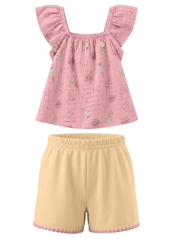 Brandili - Conjunto Infantil Menina em Cotton Rosa