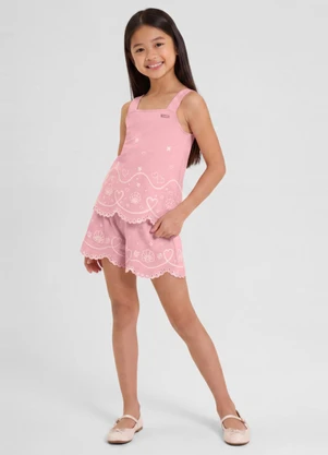 Mundi - Conjunto Infantil Menina em Cotton Rosa - MUNDI