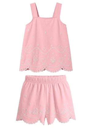 Mundi - Conjunto Infantil Menina em Cotton Rosa - MUNDI