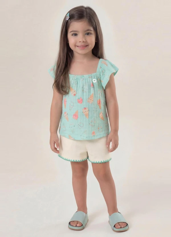 Brandili - Conjunto Infantil Menina em Cotton Verde
