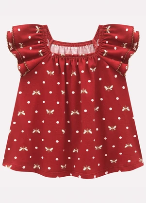 Milon - Conjunto Infantil Menina em Cotton Vermelho - MILON