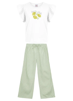 Brandili - Conjunto Infantil Menina em Fio Tinto Branco - BRANDILI