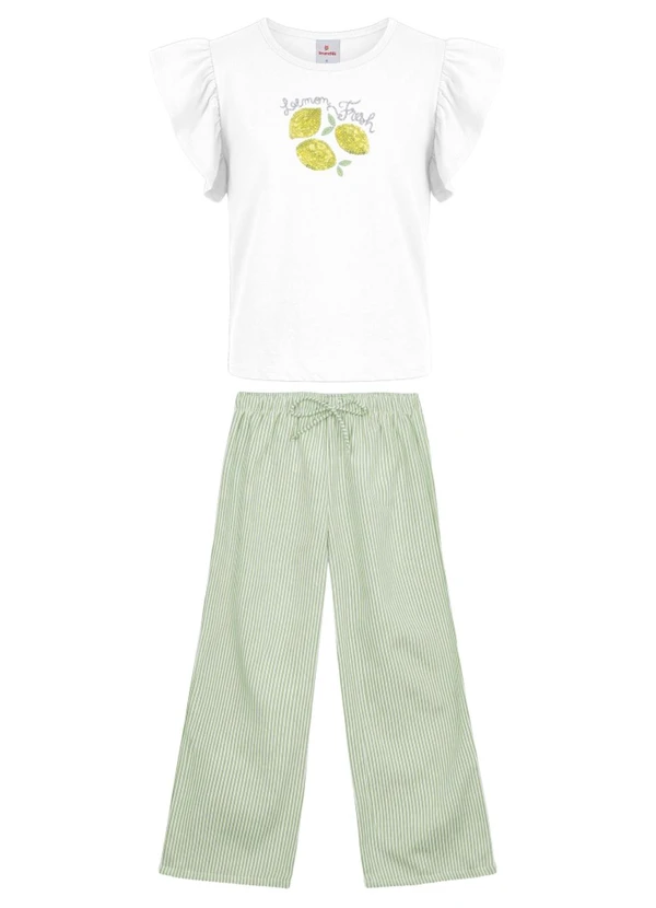 Brandili - Conjunto Infantil Menina em Fio Tinto Branco