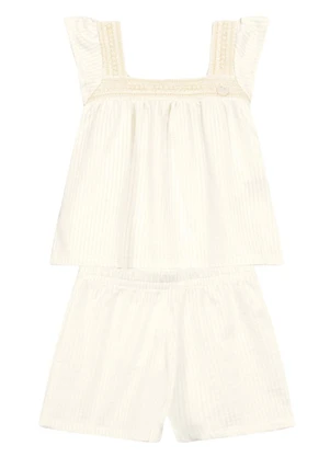 Brandili Mundi - Conjunto Infantil Menina em Fio Tinto Natural - BRANDILI MUNDI