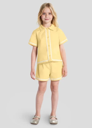 Brandili - Conjunto Infantil Menina em Malha Amarelo - BRANDILI