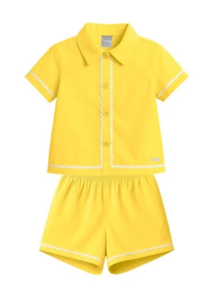 Brandili - Conjunto Infantil Menina em Malha Amarelo - BRANDILI