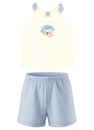 Brandili - Conjunto Infantil Menina em Malha Anarruga Bege - BRANDILI