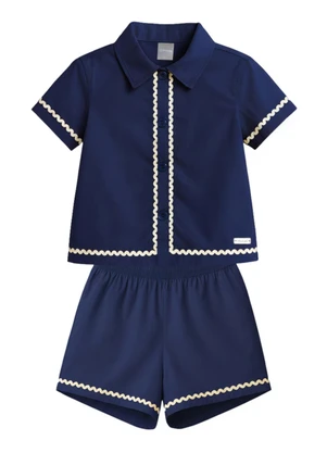 Brandili - Conjunto Infantil Menina em Malha Azul - BRANDILI