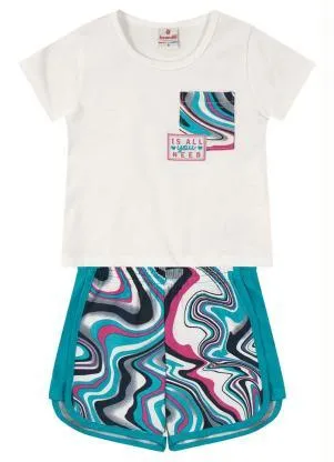Brandili - Conjunto Infantil Menina em Malha Natural - BRANDILI