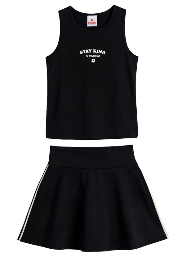 Brandili - Conjunto Infantil Menina em Malha Preto