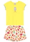 Brandili - Conjunto Infantil Menina em Meia Malha Amarelo - variação: Amarelo