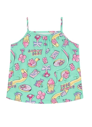 Brandili - Conjunto Infantil Menina em Meia Malha Azul - BRANDILI
