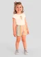 Brandili - Conjunto Infantil Menina em Meia Malha Amarelo - variação: Bege