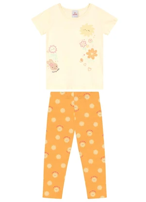 Brandili - Conjunto Infantil Menina em Meia Malha Bege - BRANDILI