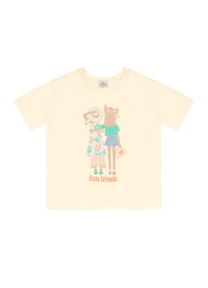 Brandili - Conjunto Infantil Menina em Meia Malha Bege - BRANDILI